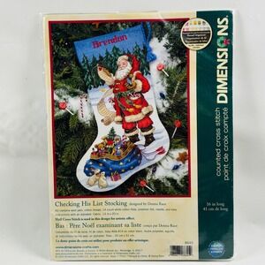 Dimensions Checking His List Stocking Cross Stitch Kit 8645 Donna Race Santa New